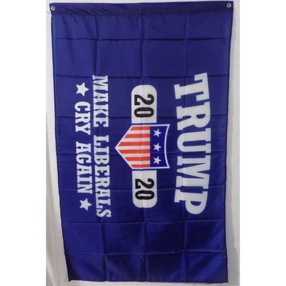 Trump 2020 Make Liberals Cry Again Flags - 3 x 5 Feet, Funny, Man Cave, Vehicle - Picture 2 of 2